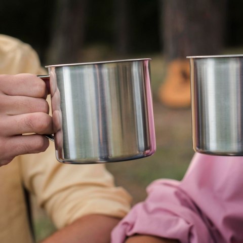 Kubek garnek stalowy z uchwytem turystyczny wędkarski 9 cm 450 ml Kubek garnek stalowy z uchwytem turystyczny wędkarski 9 cm 450 ml