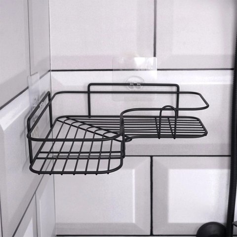 Półka pod prysznic metalowa czarna przyklejana 26,5x26,5x6,5 cm Półka pod prysznic metalowa czarna przyklejana 26,5x26,5x6,5 cm