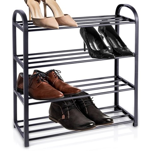 Regał na buty metalowy czarny 4-poziomowy 49,5x18,5x56,5 cm Regał na buty metalowy czarny 4-poziomowy 49,5x18,5x56,5 cm