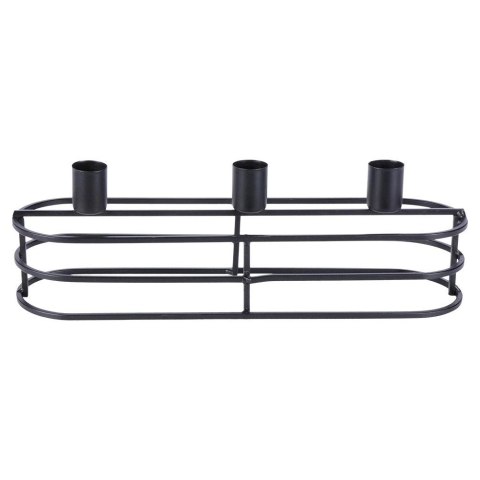 Świecznik metalowy czarny na 3 świeczki 29,5x8,5x9,5 cm Świecznik metalowy czarny na 3 świeczki 29,5x8,5x9,5 cm