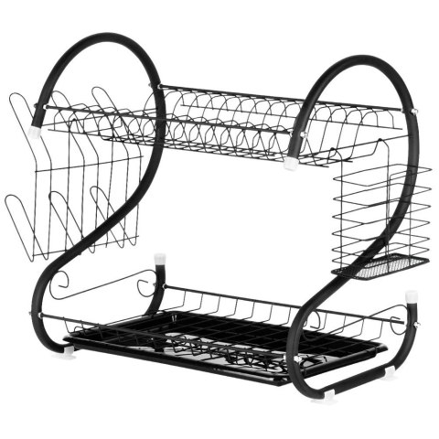 Suszarka do Naczyń na Talerze Sztućce 2-Poziomowa Czarna VILDE 52x24,5x38cm Suszarka do Naczyń na Talerze Sztućce 2-Poziomowa Czarna VILDE 52x24,5x38cm