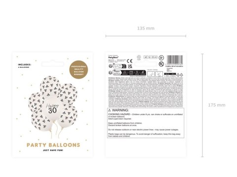 Balony 30 cm, zestaw na 30 urodziny, Pastel Off-white Balony 30 cm, zestaw na 30 urodziny, Pastel Off-white