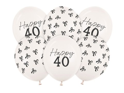 Balony 30 cm, zestaw na 40 urodziny, Pastel Off-white
