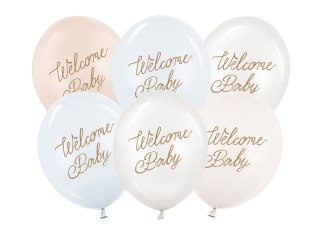 Balony, Welcome Baby, mix niebieski, 30cm, 6 szt.