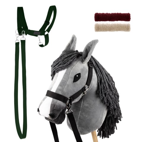 Zestaw Skippi - Hobby Horse szary i dodatkowy kantar - ciemny zielony Zestaw Skippi - Hobby Horse szary i dodatkowy kantar - ciemny zielony