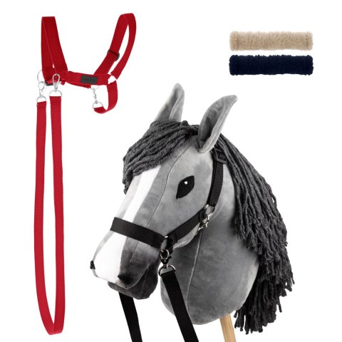 Zestaw Skippi - Hobby Horse szary i dodatkowy kantar - czerwony Zestaw Skippi - Hobby Horse szary i dodatkowy kantar - czerwony
