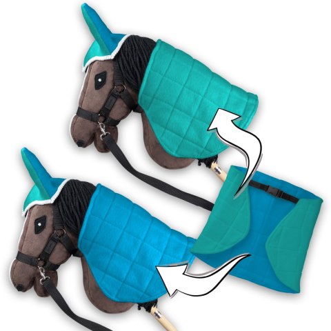 Zestaw Skippi - Hobby Horse Gniady - Derka i nauszniki - mięta i niebieski