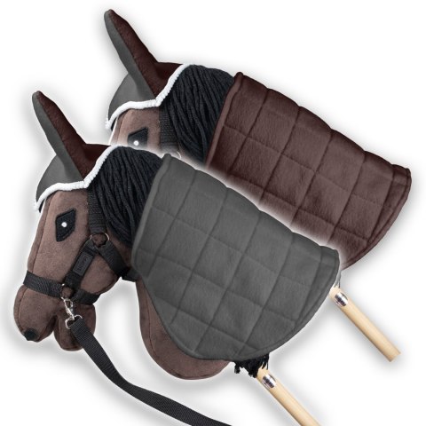 Zestaw Skippi - Hobby Horse Gniady - Derka i nauszniki - szary i brąz