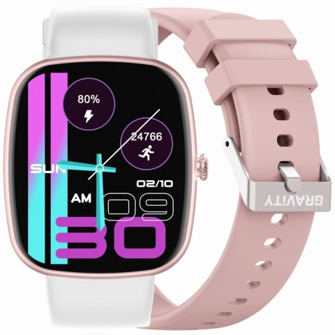 Smartwatch Damski GRAVITY GT18-2 Różowy Pasek Silikonowy + Biały Pasek Smartwatch Damski GRAVITY GT18-2 Różowy Pasek Silikonowy + Biały Pasek