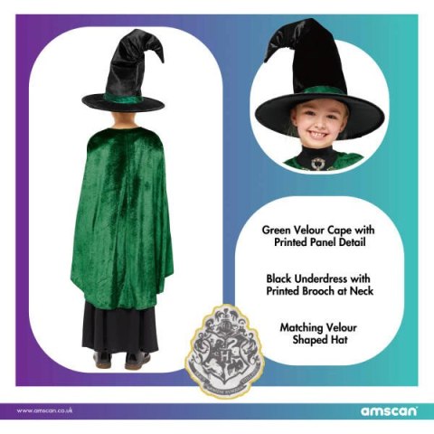 Strój, Kostium przebranie Profesor McGonagall Harry Potter, 8-10 lat