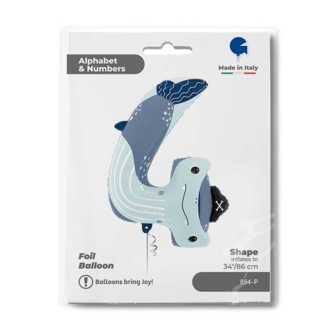 Balon Foliowy Cyfra 4, Rekin, 97cm Grabo Balon Foliowy Cyfra 4, Rekin, 97cm Grabo
