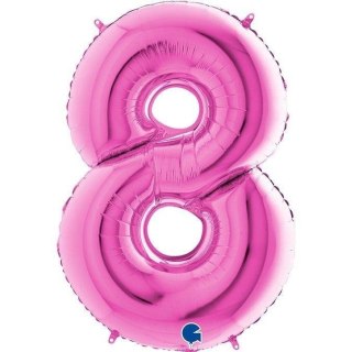 Balon Foliowy Cyfra 8 Różowa Fuksja - 102 cm Grabo