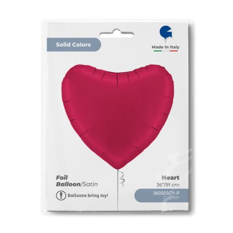 Balon Foliowy Czerwone Serce Satin Cherry 91cm, Satynowe Grabo