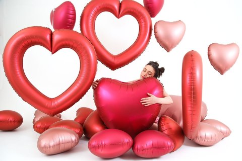 Balon Foliowy Czerwone Serce Satin Cherry 91cm, Satynowe Grabo