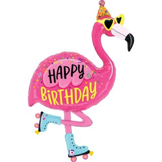 Balon foliowy urodzinowy Flaming Happy Birthday, Różowy, 106cm