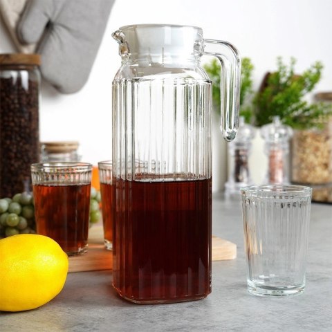 Szklanki i dzbanek szklany z pokrywką 1,1 l / 190 ml 5 el. Szklanki i dzbanek szklany z pokrywką 1,1 l / 190 ml 5 el.