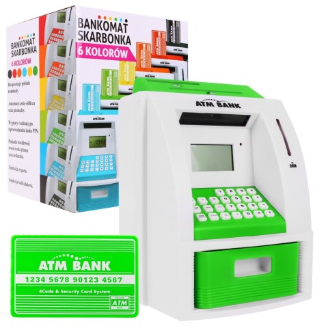 Bankomat skarbonka dla dzieci 3+ zielony Interaktywne funkcje + Karta bankomatowa Bankomat skarbonka dla dzieci 3+ zielony Interaktywne funkcje + Karta bankomatowa