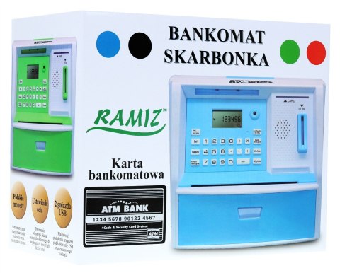 Bankomat z kartą Skarbonka dla dzieci 3+ czerwony Interaktywne funkcje + Tryb oszczędzania Bankomat z kartą Skarbonka dla dzieci 3+ czerwony Interaktywne funkcje + Tryb oszczędzania