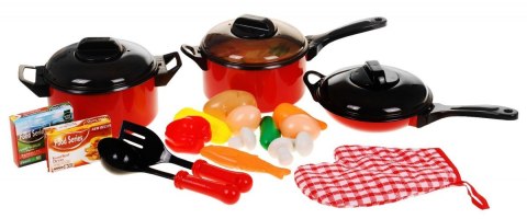 Czerwony zestaw Kucharza dla dzieci 3+ Garnki + Przybory kuchenne + Atrapy jedzenia 22 el. Czerwony zestaw Kucharza dla dzieci 3+ Garnki + Przybory kuchenne + Atrapy jedzenia 22 el.