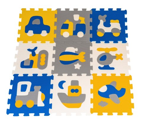 Mata z 9 Puzzli Pojazdy dla dzieci 10m+ Pianka EVA + Układanka pojazdy maszyny + Składanie figur 3D Mata z 9 Puzzli Pojazdy dla dzieci 10m+ Pianka EVA + Układanka pojazdy maszyny + Składanie figur 3D
