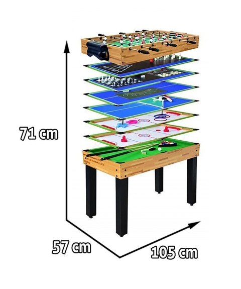 Stół do gier 12w1 dla dzieci i dorosłych + 105x57x71cm + Piłkarzyki Cymbergaj Bilard Tenis stołowy Szachy Kręgle Stół do gier 12w1 dla dzieci i dorosłych + 105x57x71cm + Piłkarzyki Cymbergaj Bilard Tenis stołowy Szachy Kręgle
