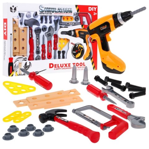 Zestaw Majsterkowicza dla dzieci 3+ Narzędzia + Akcesoria 26 el. + Interaktywna wkrętarka Zestaw Majsterkowicza dla dzieci 3+ Narzędzia + Akcesoria 26 el. + Interaktywna wkrętarka