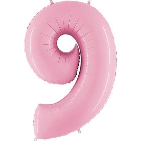 Balon Foliowy Cyfra 9, pudrowy róż, 102cm Grabo Balon Foliowy Cyfra 9, pudrowy róż, 102cm Grabo