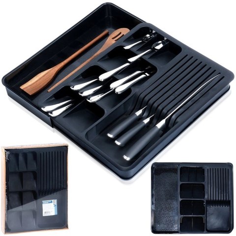 Wkład Organizer na Sztućce do Szuflady Rozsuwany Czarny VILDE 40 x 31 cm Wkład Organizer na Sztućce do Szuflady Rozsuwany Czarny VILDE 40 x 31 cm
