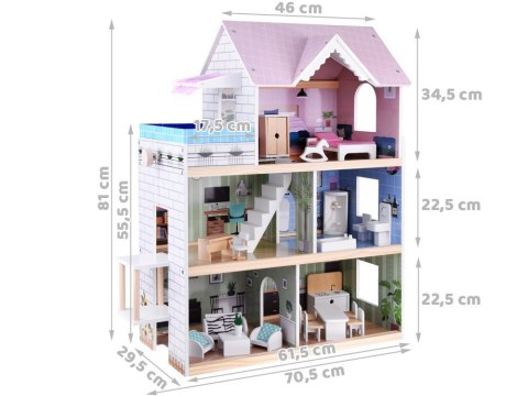 Domek drewniany dla lalek + basen winda mebelki ZA4835