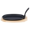 Żeliwna Patelnia do Smażenia Pieczenia z Deską do Serwowania VILDE 24x14 cm Żeliwna Patelnia do Smażenia Pieczenia z Deską do Serwowania VILDE 24x14 cm