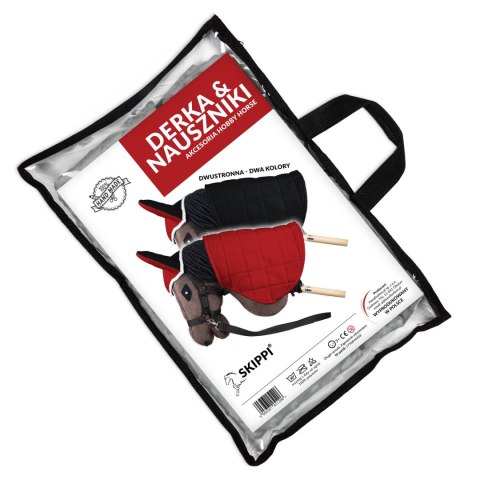 Derka dwustronna i nauszniki Skippi dla Hobby Horse - czerwona i czarna Derka dwustronna i nauszniki Skippi dla Hobby Horse - czerwona i czarna