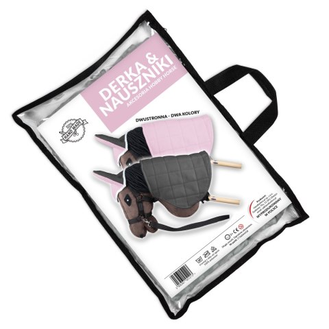 Derka dwustronna i nauszniki Skippi dla Hobby Horse - różowa i szara Derka dwustronna i nauszniki Skippi dla Hobby Horse - różowa i szara