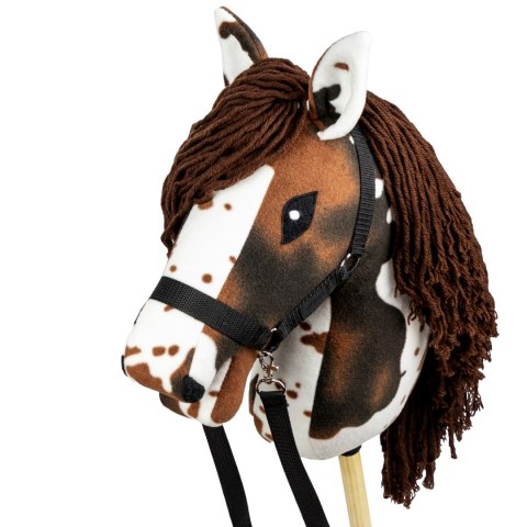 Hobby Horse z kantarem - łaciaty - nakrapiany - brązowo biały - dla dziecka Hobby Horse z kantarem - łaciaty - nakrapiany - brązowo biały - dla dziecka
