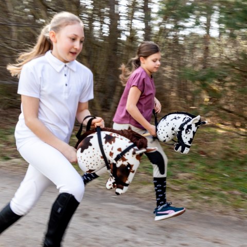 Hobby Horse z kantarem - łaciaty - nakrapiany - brązowo biały - dla dziecka Hobby Horse z kantarem - łaciaty - nakrapiany - brązowo biały - dla dziecka
