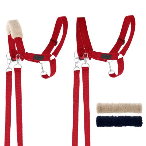 Skippi Kantar dla Hobby Horse - wodze, 2 wymienne futerka - czerwony Skippi Kantar dla Hobby Horse - wodze, 2 wymienne futerka - czerwony