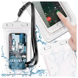 ETUI WODOODPORNE WODOSZCZELNE CASE NA TELEFON FLUORESCENCYJNE BIAŁE