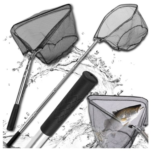 Podbierak Wędkarski na ryby 2,5 m teleskopowy mocny metalowy składany kosz 39x33 cm Podbierak Wędkarski na ryby 2,5 m teleskopowy mocny metalowy składany kosz 39x33 cm