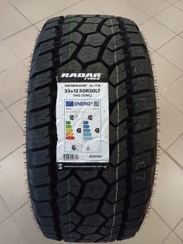WYPRZEDAŻE. 1 szt. Opona RADAR 33x12.50R20LT RENEGADE AT-5 114Q 10PR OWL #E M+S 3PMSF RZD0104 - problemy z wyważ