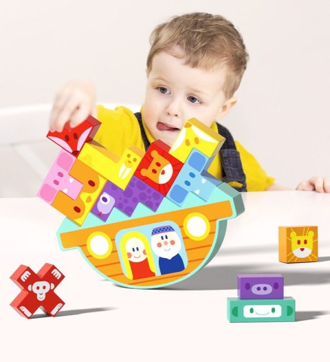 GRA LOGICZNA ZRĘCZNOŚCIOWA KLOCKI BALANSUJĄCY STATEK ARKA NOEGO TETRIS JHTOY-961 GRA LOGICZNA ZRĘCZNOŚCIOWA KLOCKI BALANSUJĄCY STATEK ARKA NOEGO TETRIS JHTOY-961