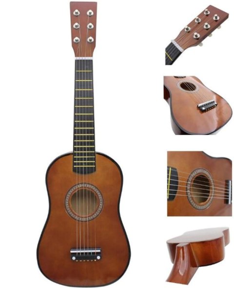GITARA DREWNIANA AKUSTYCZNA 6 STRUNOWA DLA DZIECI COFFEE 60 CM GITARA DREWNIANA AKUSTYCZNA 6 STRUNOWA DLA DZIECI COFFEE 60 CM