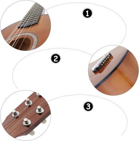 GITARA DREWNIANA AKUSTYCZNA 6 STRUNOWA DLA DZIECI COFFEE 60 CM GITARA DREWNIANA AKUSTYCZNA 6 STRUNOWA DLA DZIECI COFFEE 60 CM