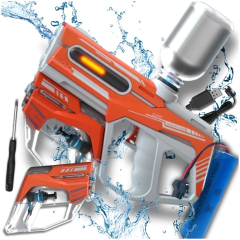 PISTOLET NA WODĘ ELEKTRYCZNY AUTOMATYCZNY KARABIN WODNY 2W1 AKUMULATOR POMARAŃCZOWY PISTOLET NA WODĘ ELEKTRYCZNY AUTOMATYCZNY KARABIN WODNY 2W1 AKUMULATOR POMARAŃCZOWY