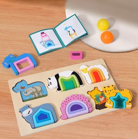 PUZZLE DREWNIANE KSZTAŁTY DOPASOWYWANIE EDUKACYJNE ZWIERZĘTA MONTESSORI PUZZLE DREWNIANE KSZTAŁTY DOPASOWYWANIE EDUKACYJNE ZWIERZĘTA MONTESSORI