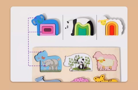 PUZZLE DREWNIANE KSZTAŁTY DOPASOWYWANIE EDUKACYJNE ZWIERZĘTA MONTESSORI PUZZLE DREWNIANE KSZTAŁTY DOPASOWYWANIE EDUKACYJNE ZWIERZĘTA MONTESSORI