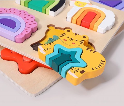 PUZZLE DREWNIANE KSZTAŁTY DOPASOWYWANIE EDUKACYJNE ZWIERZĘTA MONTESSORI PUZZLE DREWNIANE KSZTAŁTY DOPASOWYWANIE EDUKACYJNE ZWIERZĘTA MONTESSORI