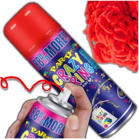 SERPENTYNA KONFETTI W SPRAYU NEON NA URODZINY IMPREZĘ CZERWONA 250 ML SERPENTYNA KONFETTI W SPRAYU NEON NA URODZINY IMPREZĘ CZERWONA 250 ML