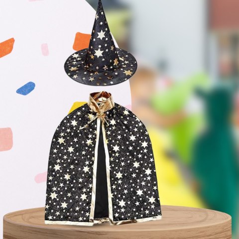 STRÓJ CZARODZIEJA MAGIKA HALLOWEEN KOSTIUM PELERYNA + KAPELUSZ STRÓJ CZARODZIEJA MAGIKA HALLOWEEN KOSTIUM PELERYNA + KAPELUSZ