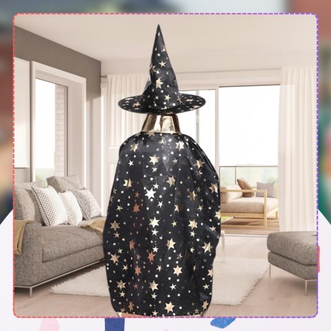 STRÓJ CZARODZIEJA MAGIKA HALLOWEEN KOSTIUM PELERYNA + KAPELUSZ STRÓJ CZARODZIEJA MAGIKA HALLOWEEN KOSTIUM PELERYNA + KAPELUSZ