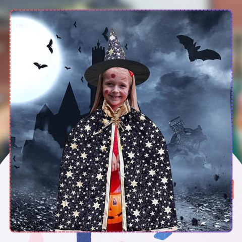 STRÓJ CZARODZIEJA MAGIKA HALLOWEEN KOSTIUM PELERYNA + KAPELUSZ STRÓJ CZARODZIEJA MAGIKA HALLOWEEN KOSTIUM PELERYNA + KAPELUSZ