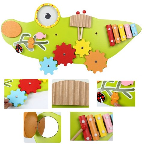 TABLICA SENSORYCZNA MANIPULACYJNA MONTESSORI KROKODYL TABLICA SENSORYCZNA MANIPULACYJNA MONTESSORI KROKODYL
